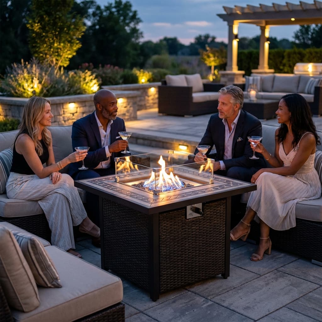 SereneLife Propane Fire Pit Table