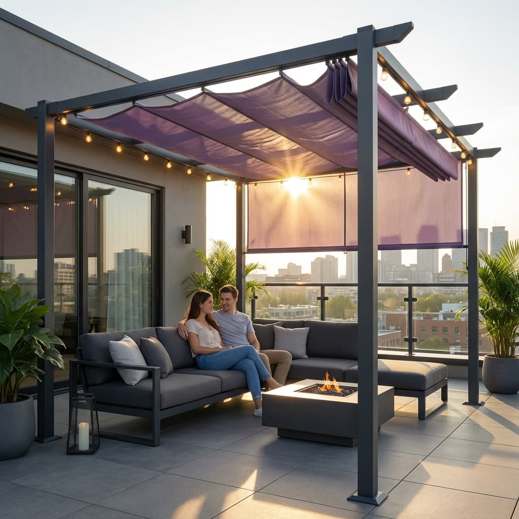 Purple Leaf Retractable Pergola
